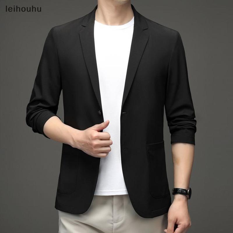 leiho Blazer Casual Masculino Leve Terno De Negócios Jaqueta Preta Luto Top