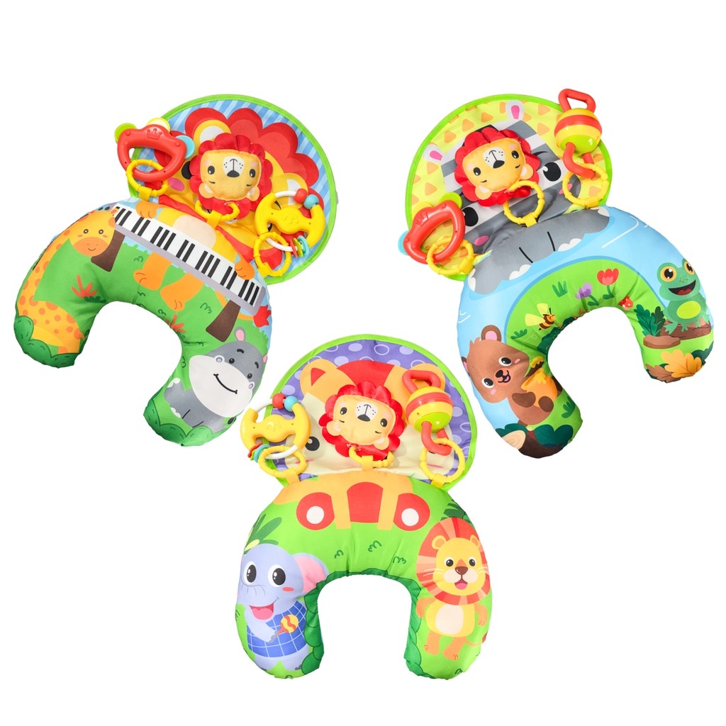 Almofada Atividade Bebê Tummy Time Chocalho Maxi Baby em Oferta na Shopee