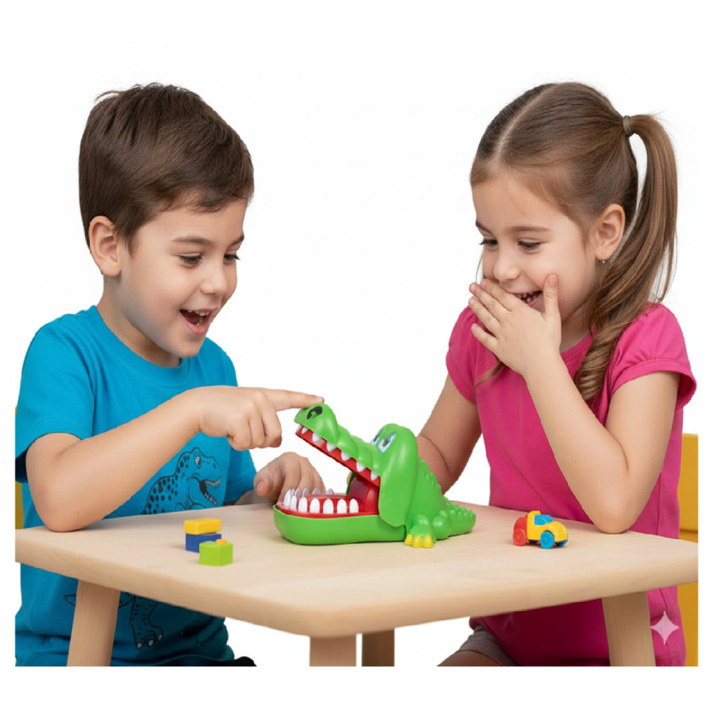 Jacaré Dentista Infantil  Brinquedo Interativo de Apertar Dentes