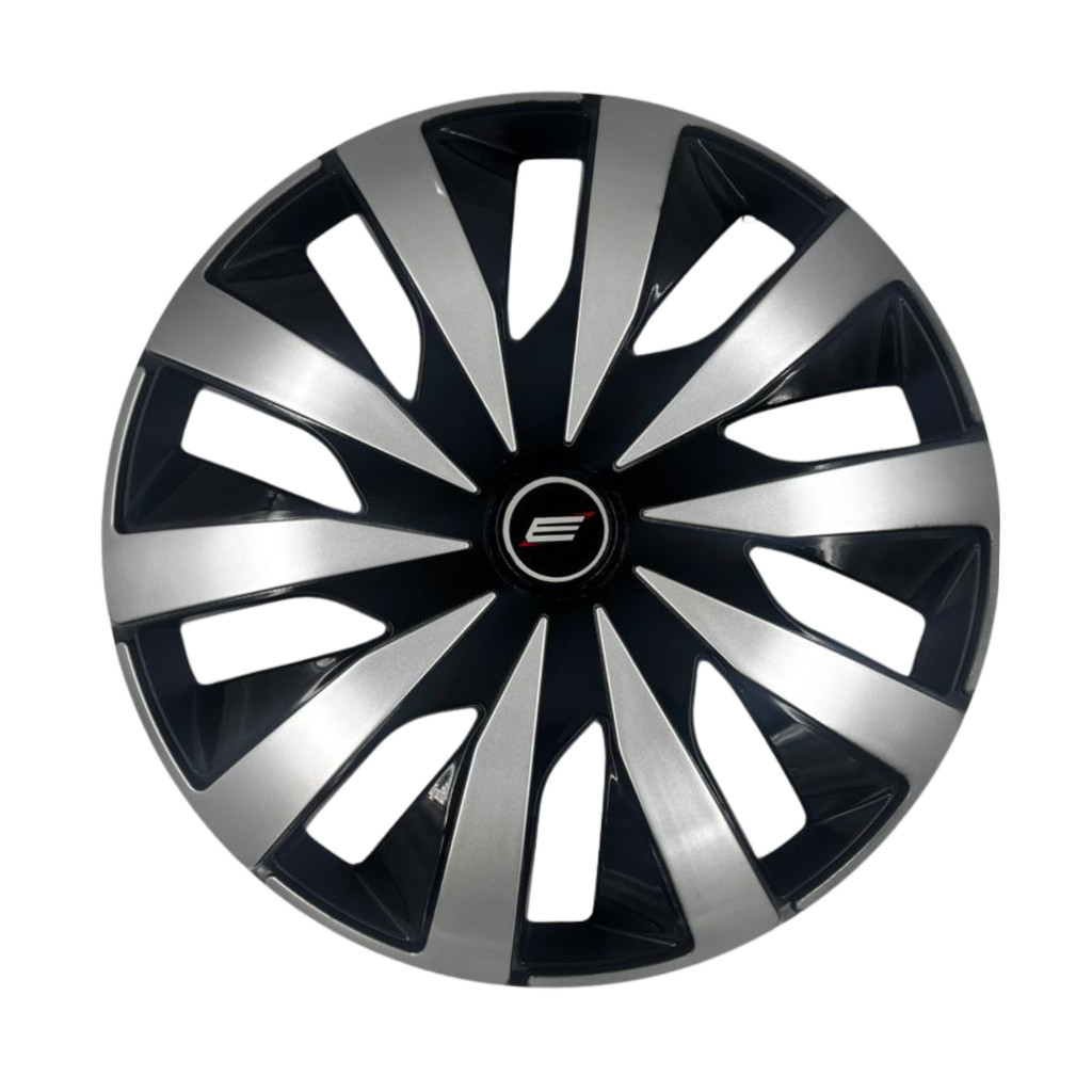 01 Calota Esportiva Seven Vw Polo Virtus Saveiro Gol Fox Aro 15 Preto C/ Prata