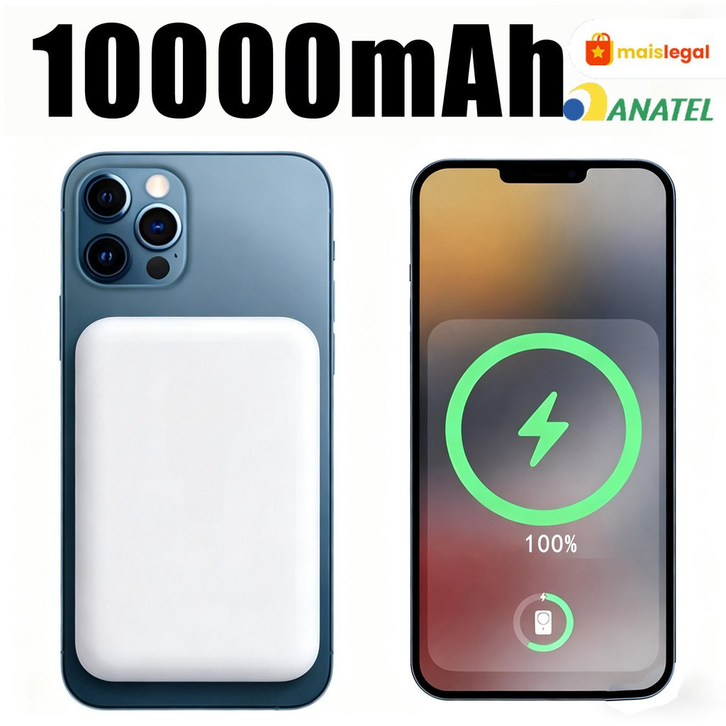 Carregador Portátil Indução iPhone Magsafe Apple Sem fio Bateria Carga 3000mah/5000mah/10000mah em Oferta na Shopee