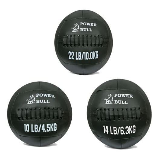 Kit 3 unidades Wall Ball Couro Eco Medicine Funcional 4,5 5,4 e 6,3kg - Power Bull em Oferta na Shopee