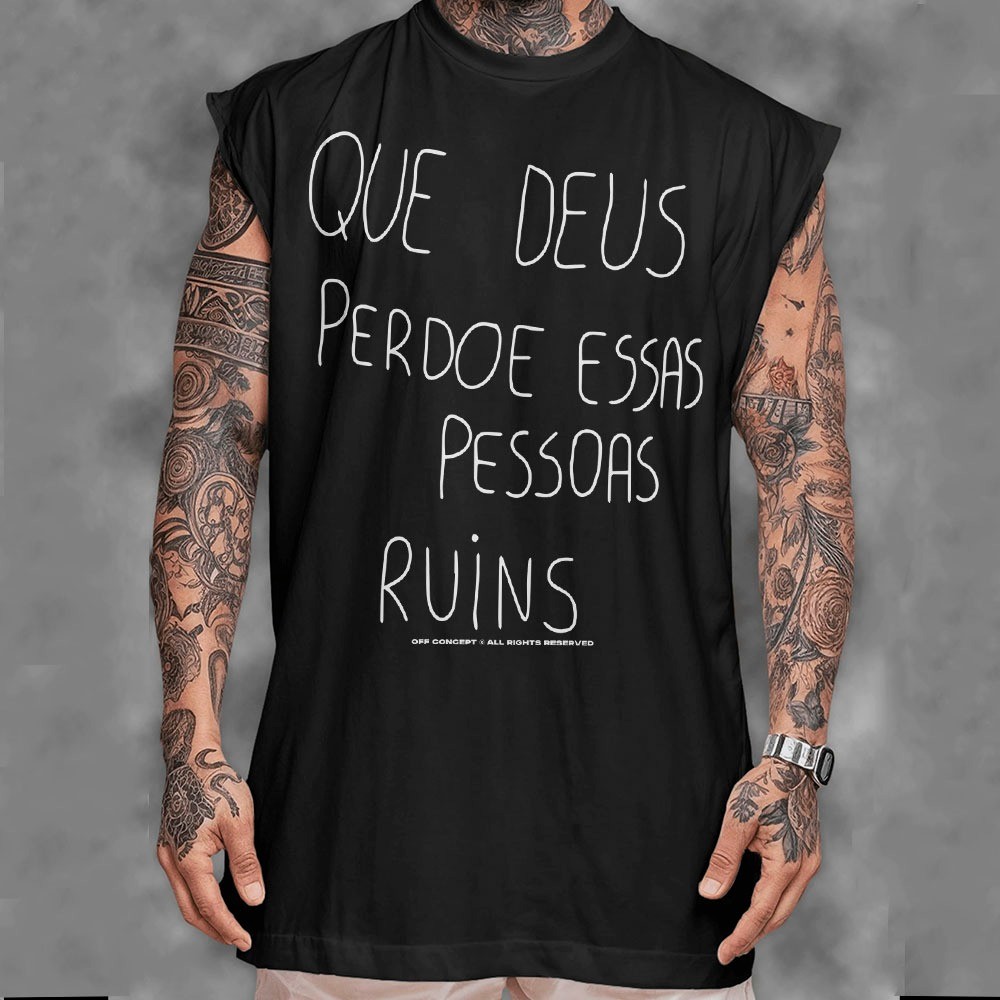 Camiseta regata machao oversized masculino Adriano Imperador Graphic Tee Longline Off Concept