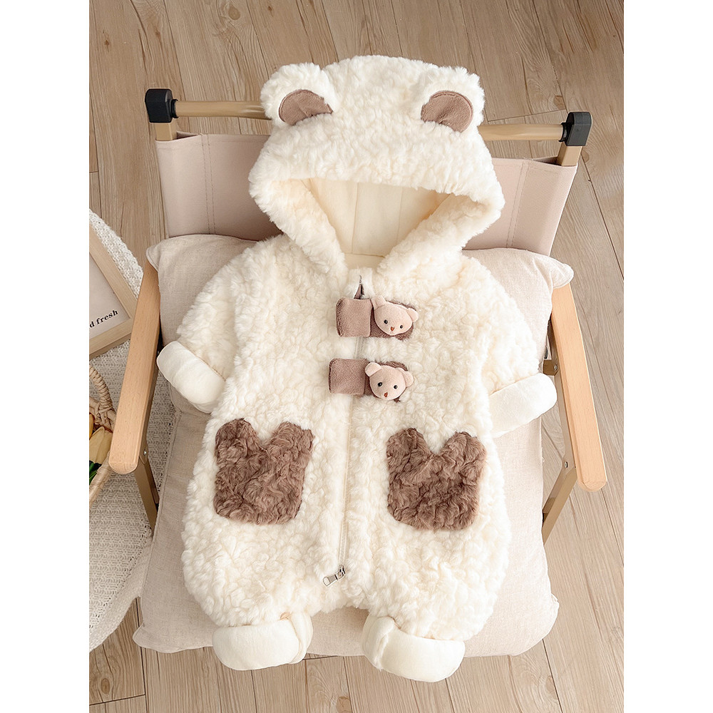 Roupas de bebê roupas de bebê roupas de inverno meninos meninas macacões de bebê forro de lã engrossado suéteres de lã m