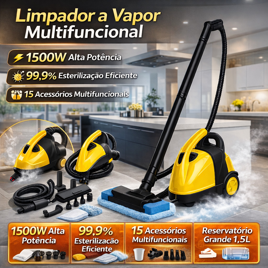 Máquina a Vapor Profissional para Limpeza e Higienização | Alta Potência | Sem Produtos Químicos