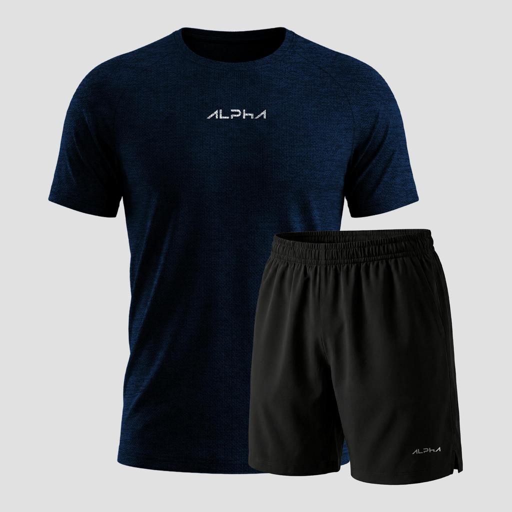 Kit Bermuda+Camiseta New Fluid Dry Fitness Academia Alpha Co