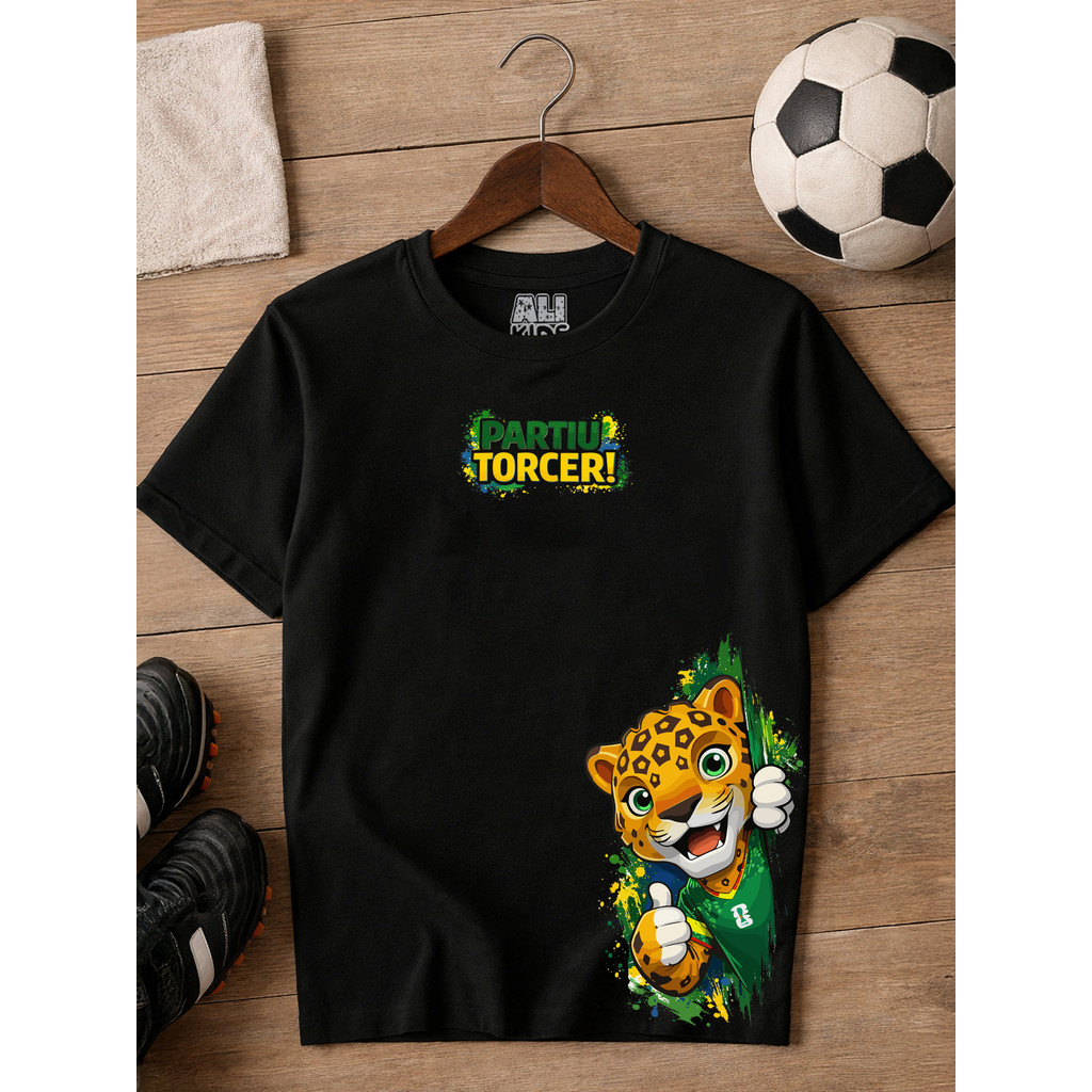 Blusa Infantil para Crianças De Torcida Partiu Torcer Copa Do Mundo