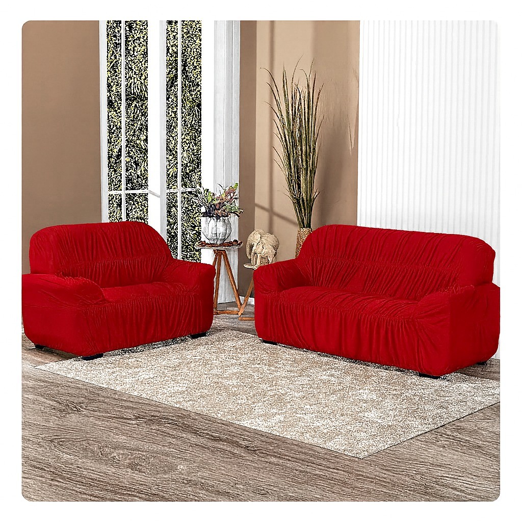 capa para Sofá 2 e 3 lugares 52 elásticos Lisa com Fixadores de borracha em malha lisa