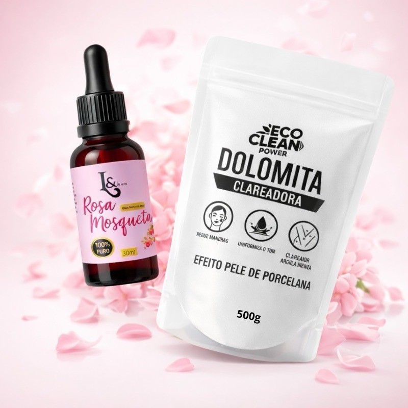 Kit Dolomita Clareadora 1kg + Óleo de Rosa Mosqueta 30ml Clareador  - L&beauty em Oferta na Shopee