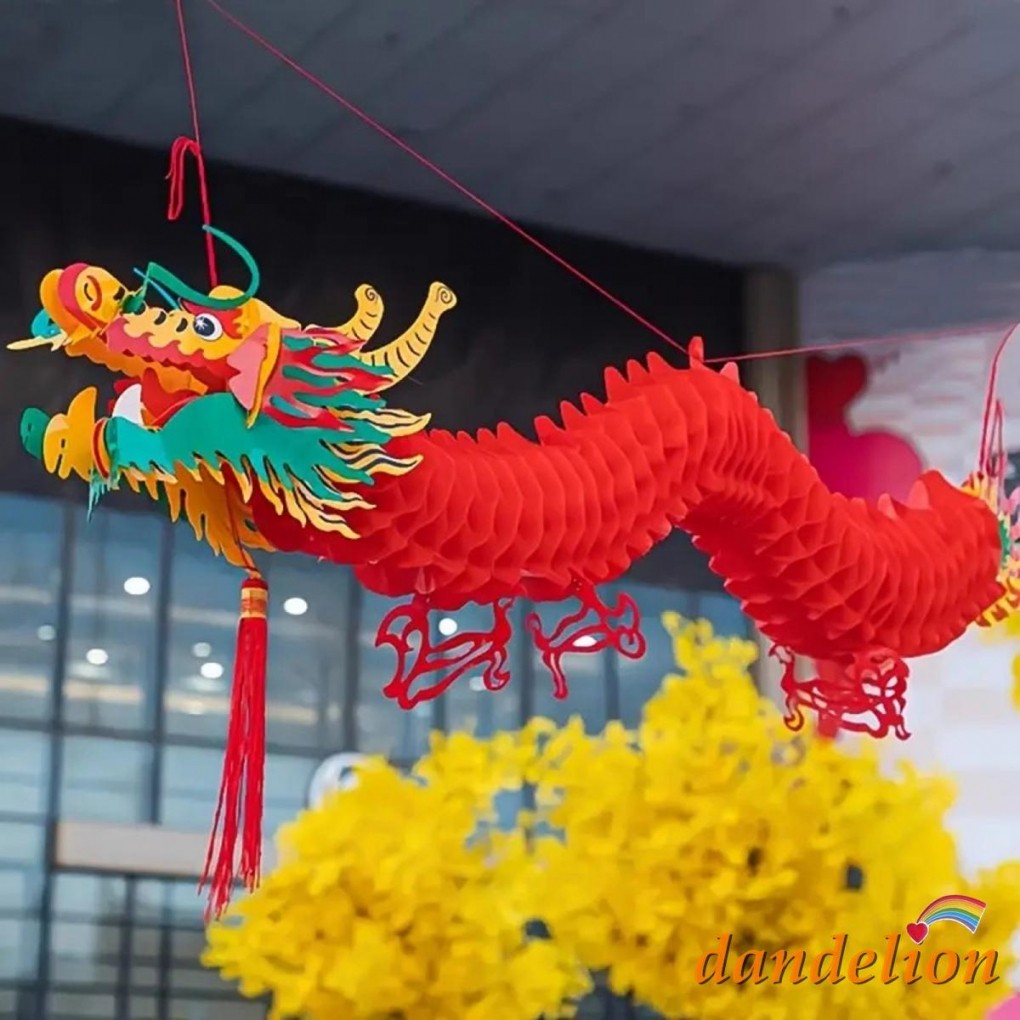 3D Ano Novo Chinês Dragão Decorações Pendurado Animal Guirlanda Lunar Primavera Festival Lanterna