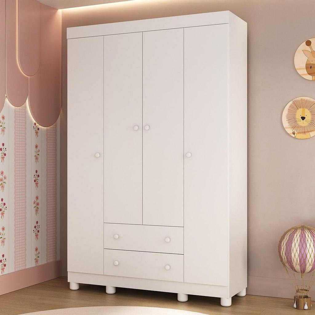 Guarda-roupa Infantil 122cm 4 Portas e 2 Gavetas Allegra Multimóveis MP4443