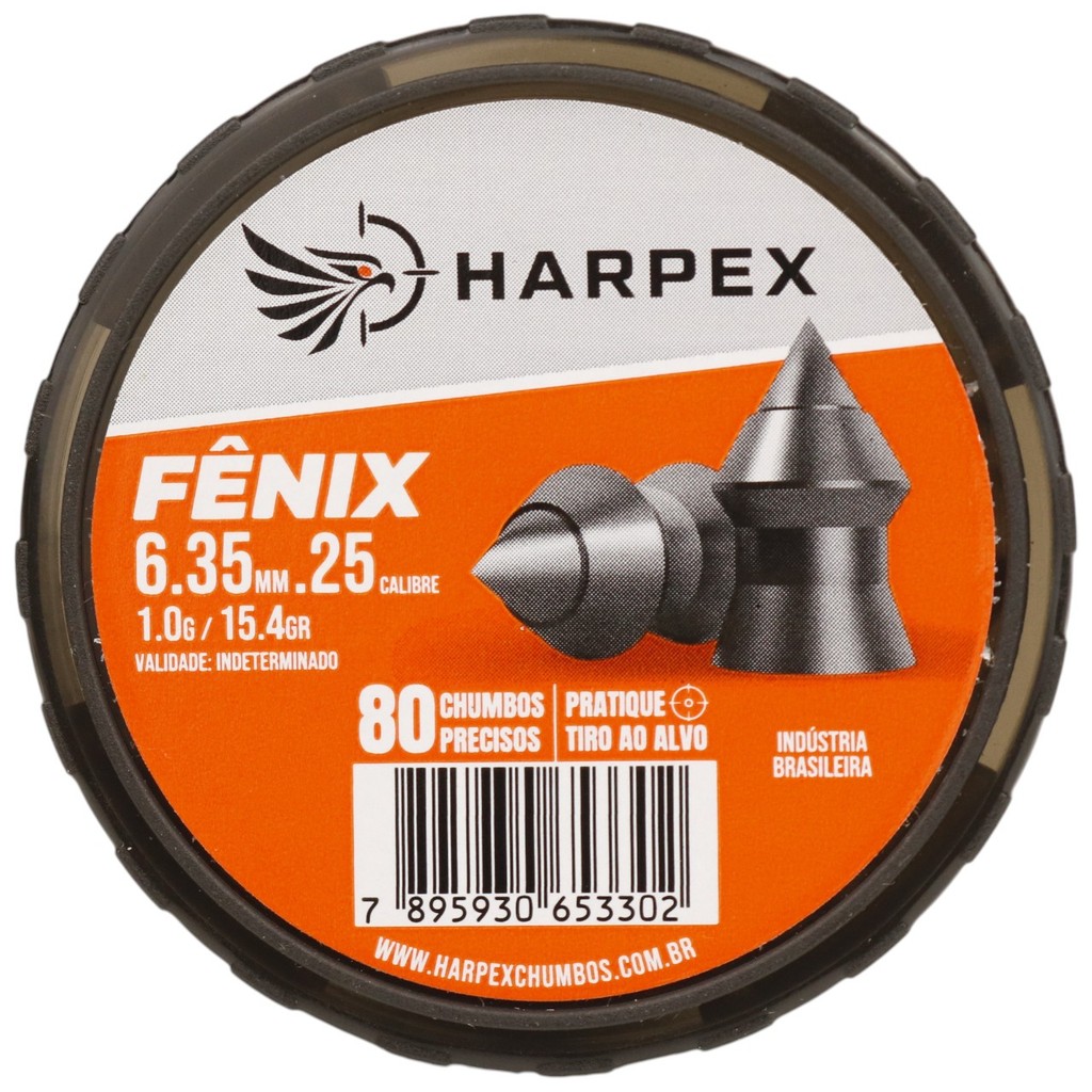 Chumbinho Harpex Fenix Perfuração 6.35mm (.25) - 80un em Oferta na Shopee