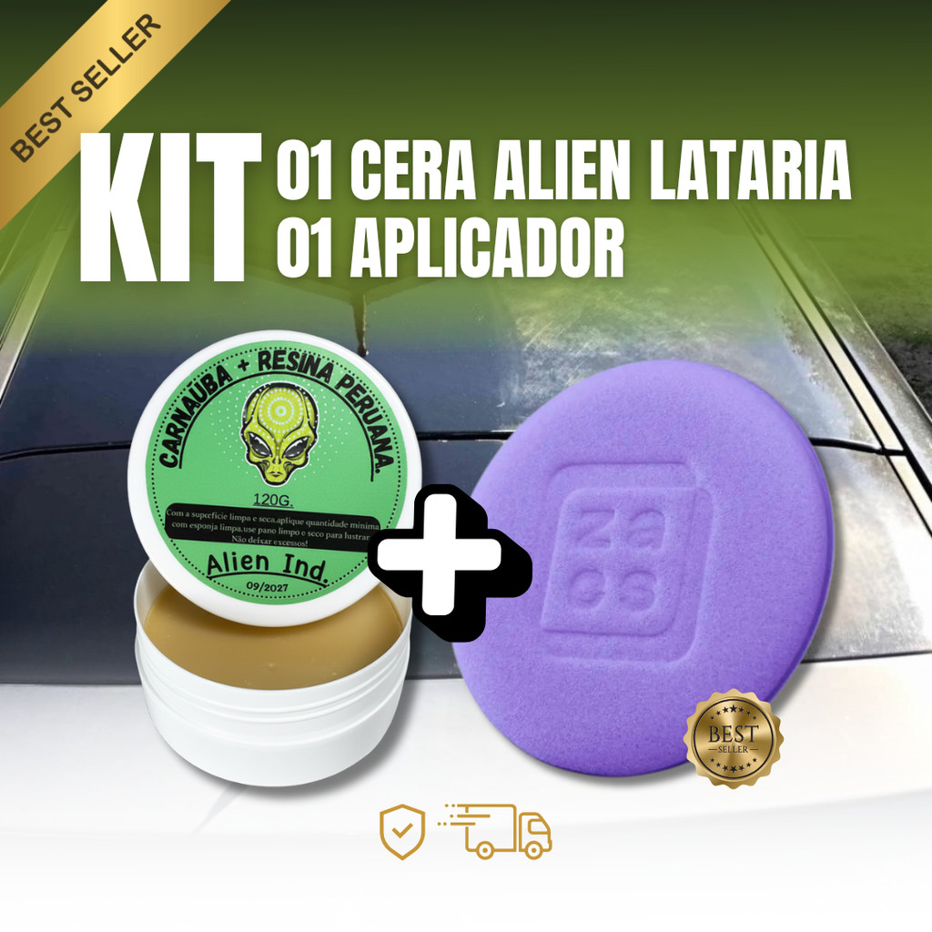 Kit Cera Alien + Aplicador Zacs P/ Riscos Queimados Brilho e Polimento