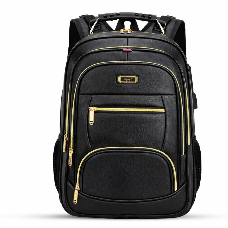 Mochila Couro Executiva Carregador Usb Notebook Reforçada Impermeável Grande Resistente Faculdade