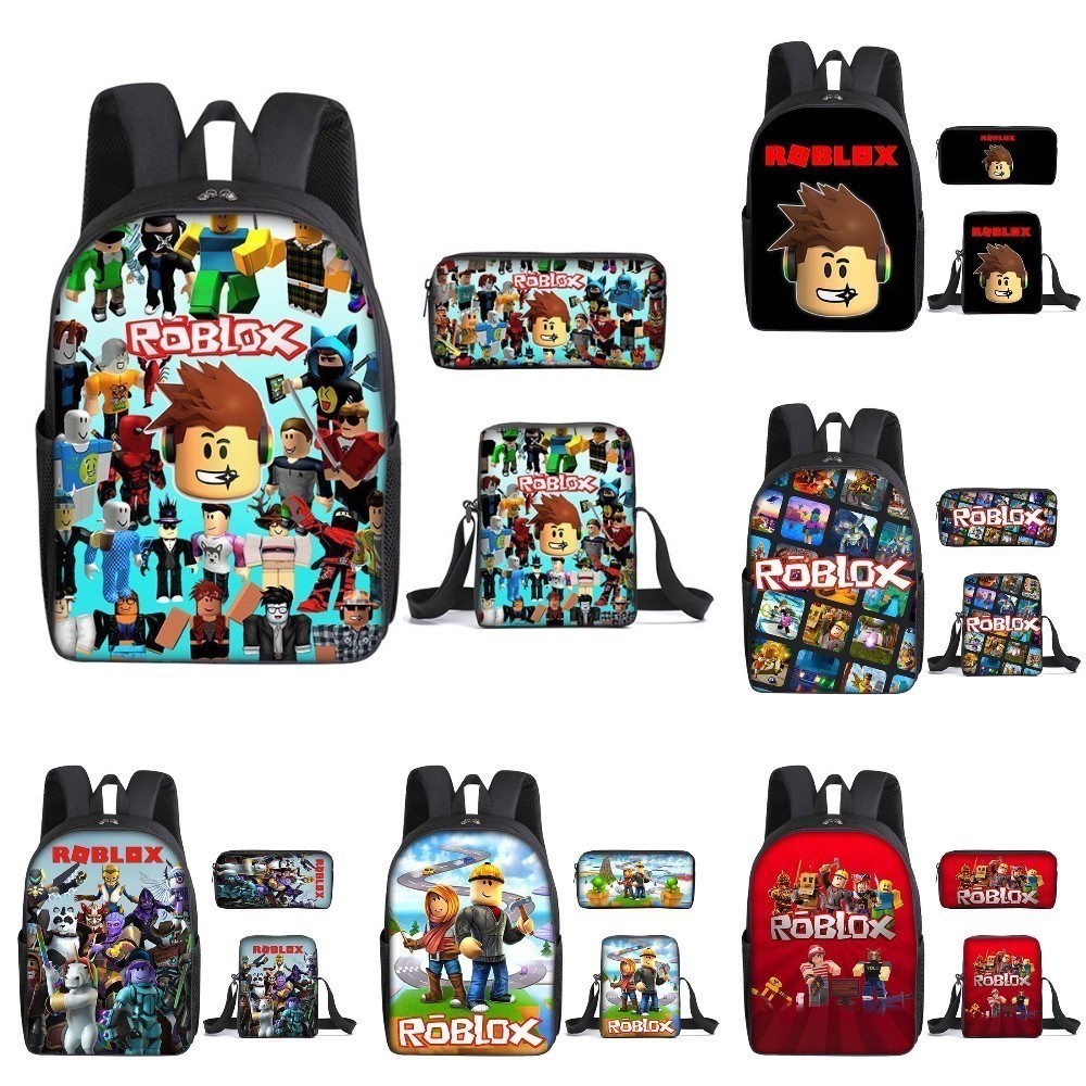 Mochila Escolar Roblox Com Estampa 3D De Desenho Animado Infantil De Três Peças Confortável Para Redução De Carga em Oferta na Shopee