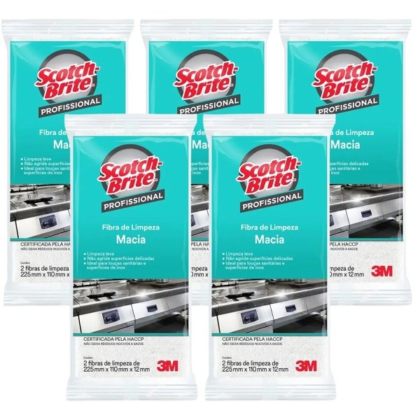 Kit 5 Pacote Fibra de Limpeza SCOTCH Brite 3M Branca Macia em Oferta na Shopee