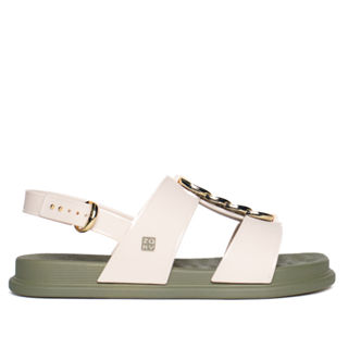 Sandália Feminina Zaxy Glam Corrente Flat Off White/Verde em Oferta na Shopee