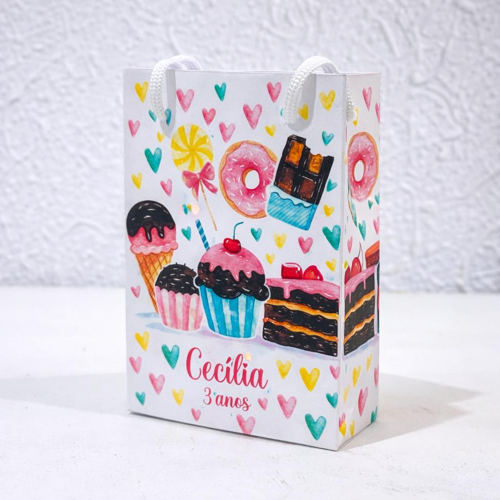 Sacolinha Confeitaria Doces | Personalizada Com Nome | Mimos Festa Aniversário Lembrancinhas Personalizados