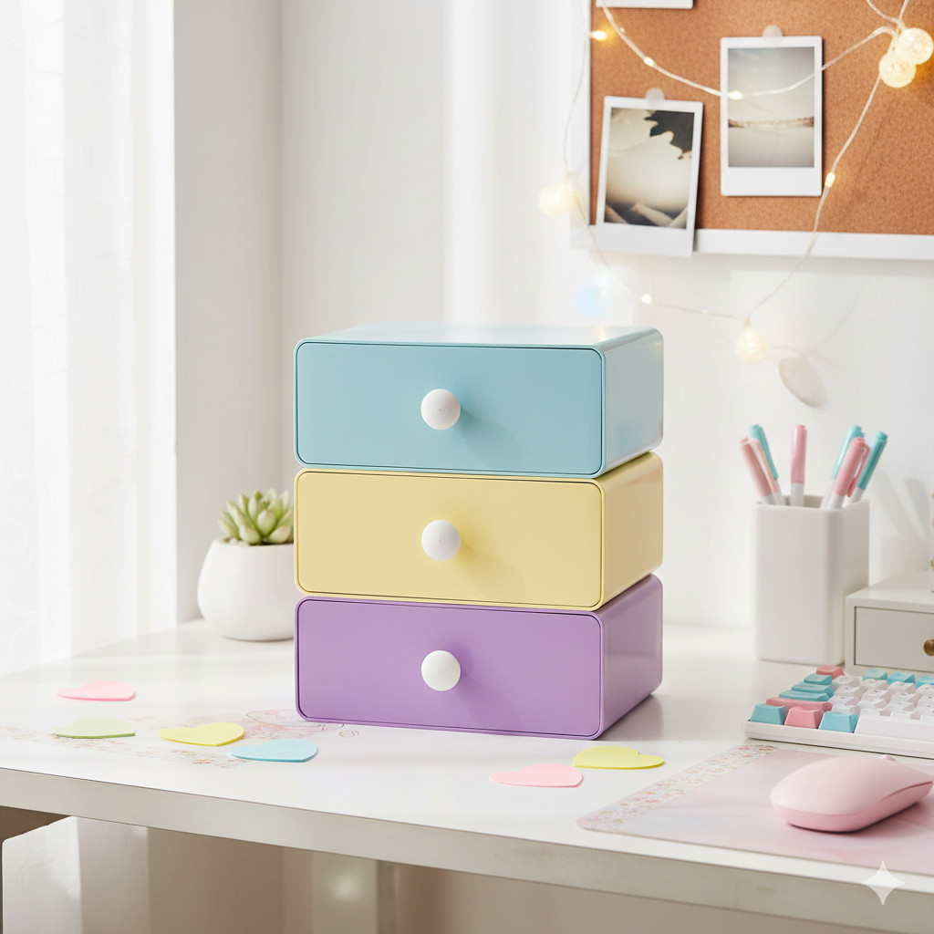 Kit Trio Gaveteiro Organizador de Mesa - Decoração e Organização | Ateliê, Escritório, Escola, Penteadeira etc