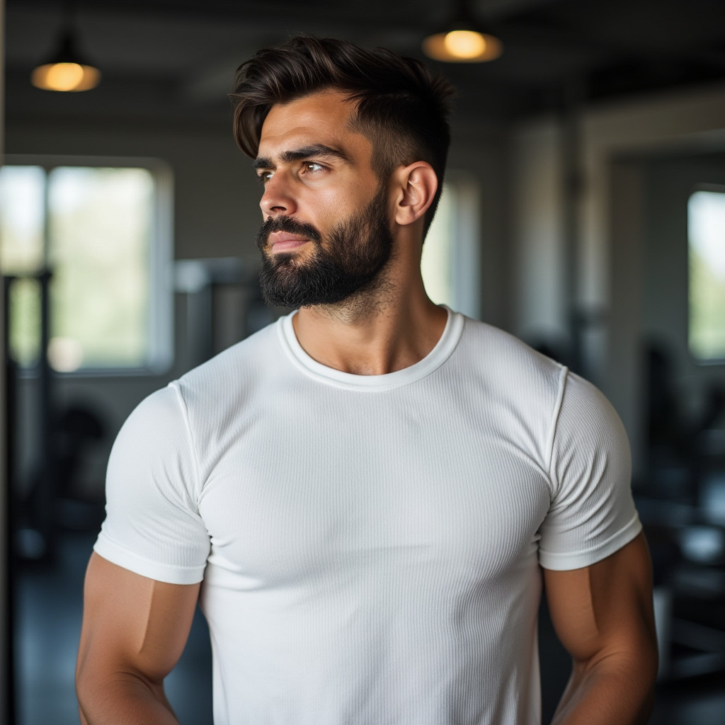 Camiseta Canelada Slim Justa ao Corpo Estilo Americana Premium Academia gringa ribana branca
