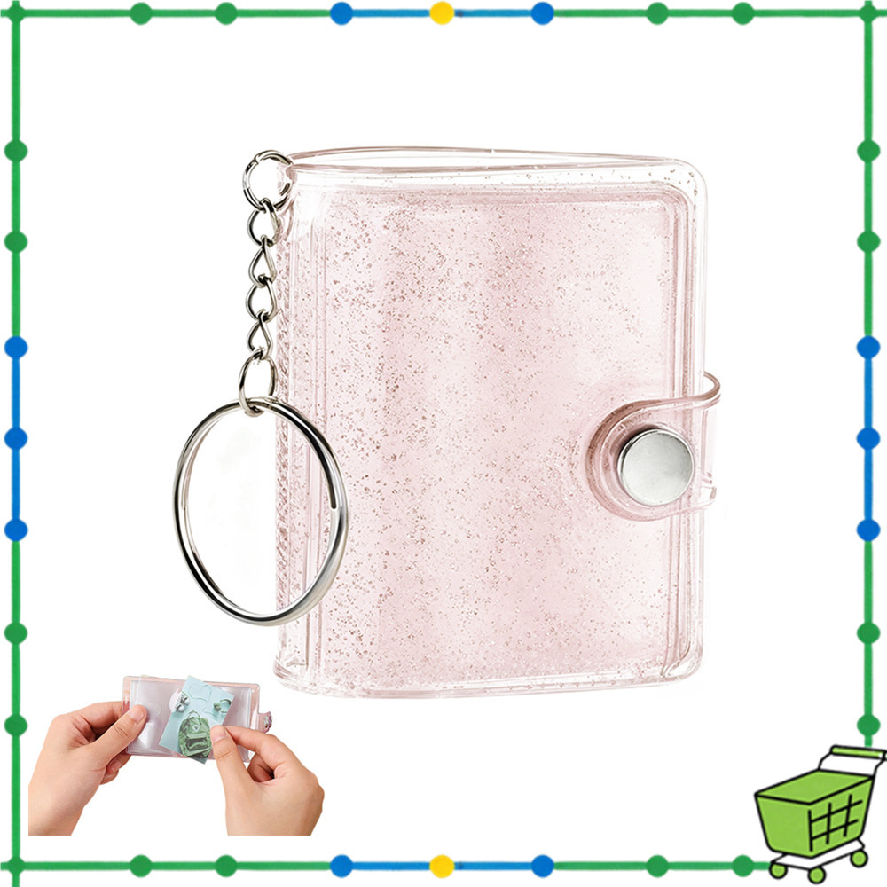 7cm Mini álbum de fotos chaveiro bolso inserção álbum de fotos arquivo álbum de fotos clipe ornamentos rosa