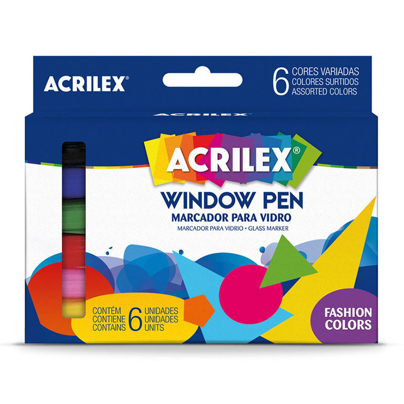 Marcador para Vidro Window Pen 6 unidades 06106 Acrilex em Oferta na Shopee