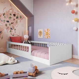 Cama Infantil de Chão Montessoriana Menino e Menina Solteiro 194cm com Grade Proteção em Oferta na Shopee
