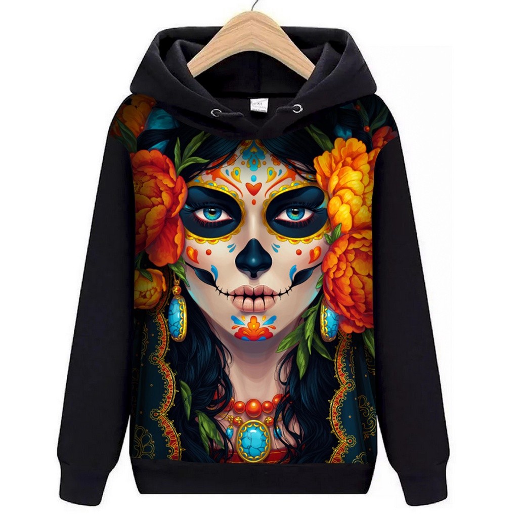 Moletom Catrina Caveira Mexicana Estampado Blusa De Frio