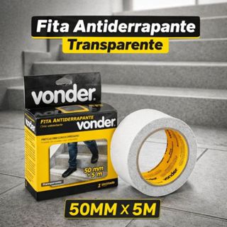Fita Antiderrapante Transparente Vonder 50mm x 5m para Escadas e Pisos - Segurança e Discreta em Oferta na Shopee