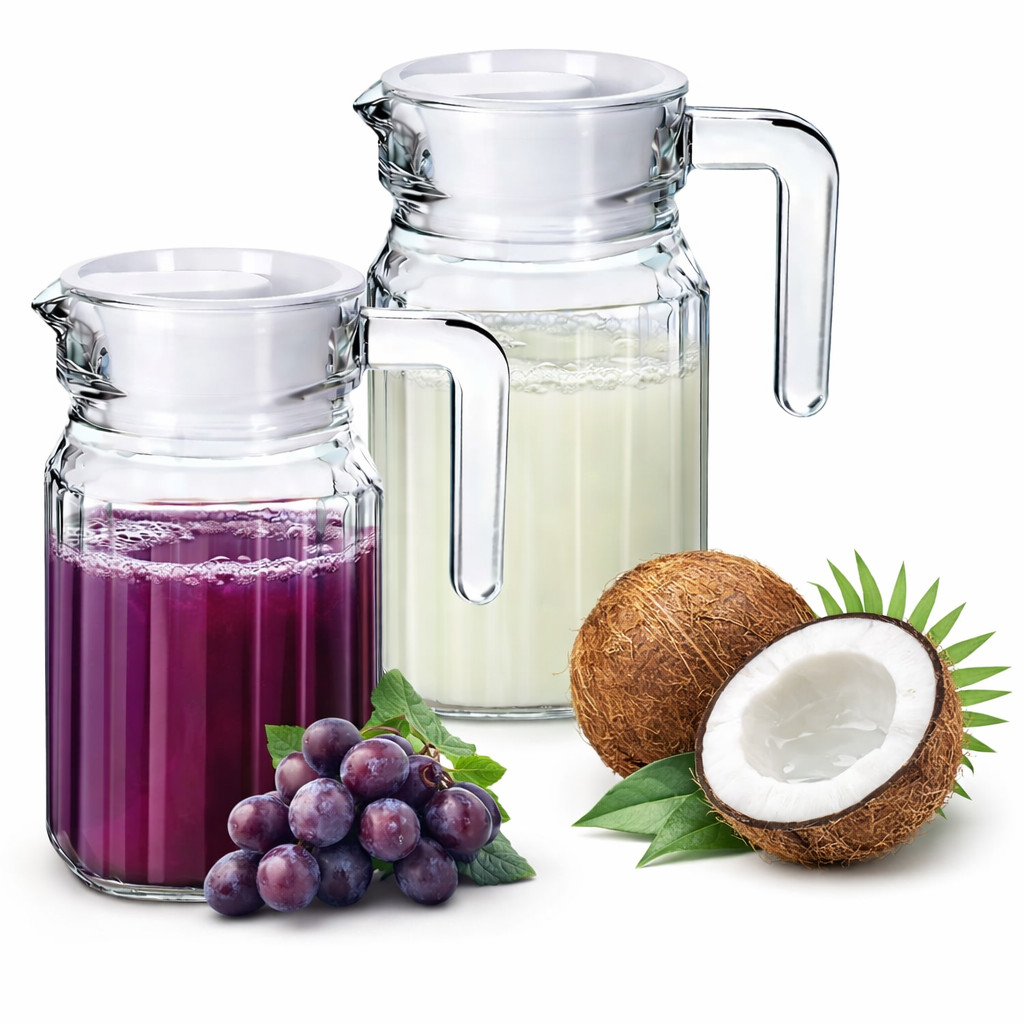 Kit com 2 Jarra C/ Tampa 500ml Em vidro Transparente