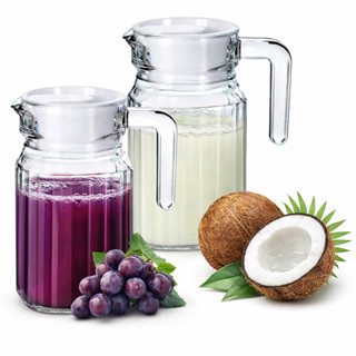 Kit com 2 Jarra C/ Tampa 500ml Em vidro Transparente em Oferta na Shopee