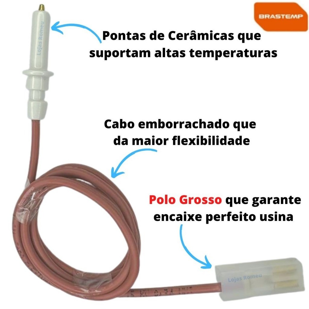 kit 2 velas eletrodos de acendimento para fogao brastemp consul polo grosso eva