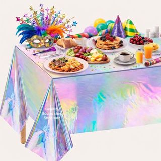 Toalha de mesa metalizada Decoração De mesa Festa Carnaval Toalha Plástica Brilhante holográfica em Oferta na Shopee