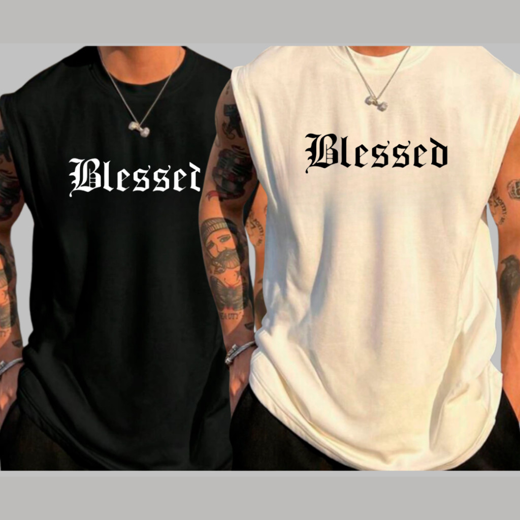 Kit 2 Camisetas Regatas Oversized Masculina Blessed Abençoado streetwear