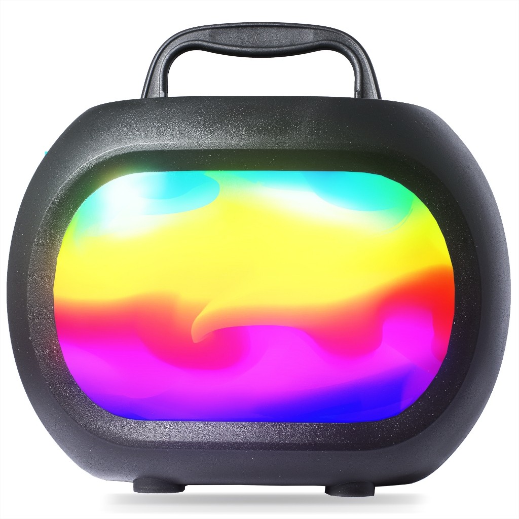 Caixa De Som Portátil Bluetooth 8W RMS Função TWS Painel Led Rgb Rádio Fm Cartão Sd Usb