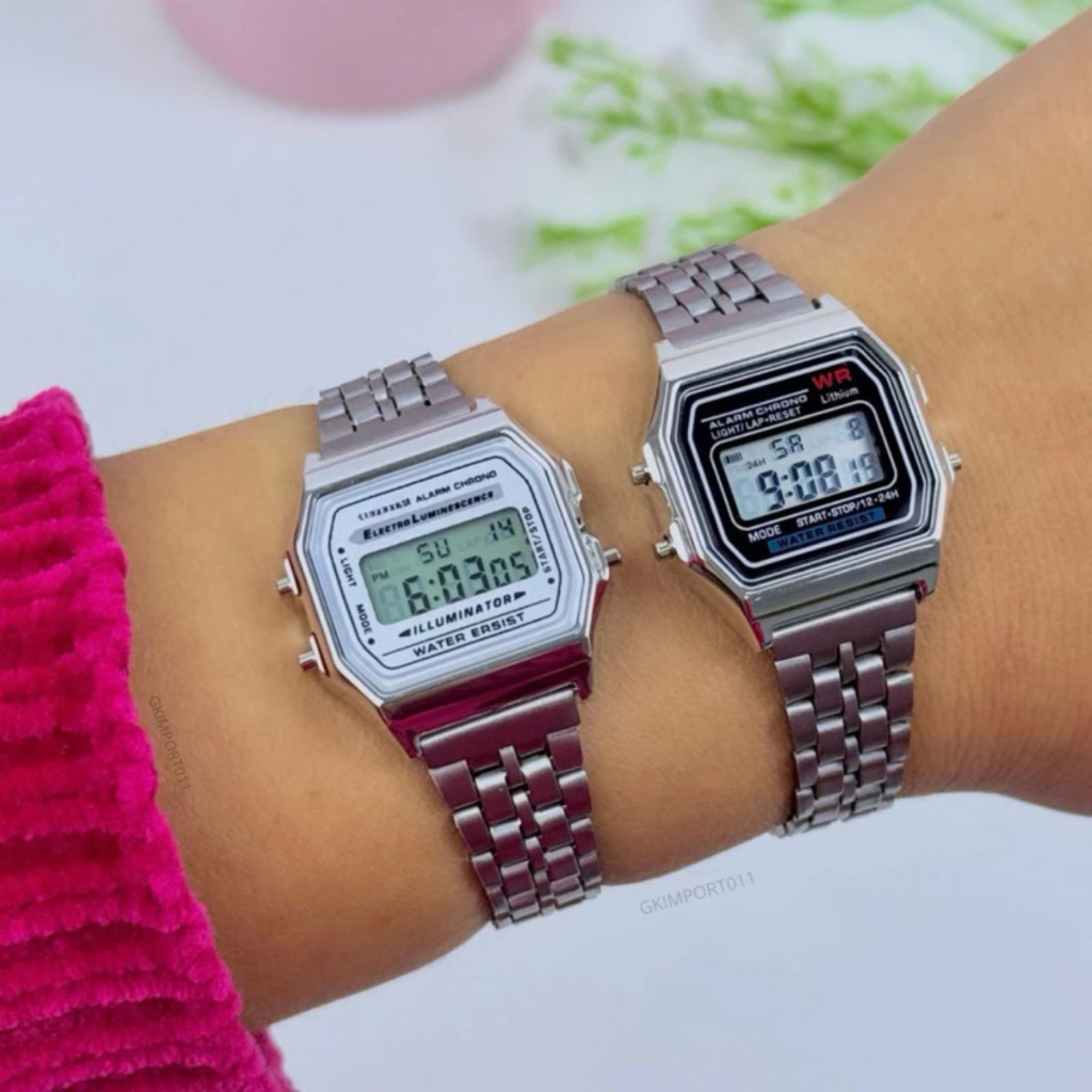 Relógio Digital Led Masculino Feminino A Prova D'Água Retro Preto Prata Rose Dourado Clássico em Oferta na Shopee