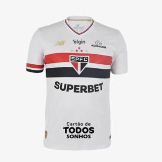 Camisa São Paulo I New Balance 25/26 Torcedor C/ Patrocínio Branca em Oferta na Shopee