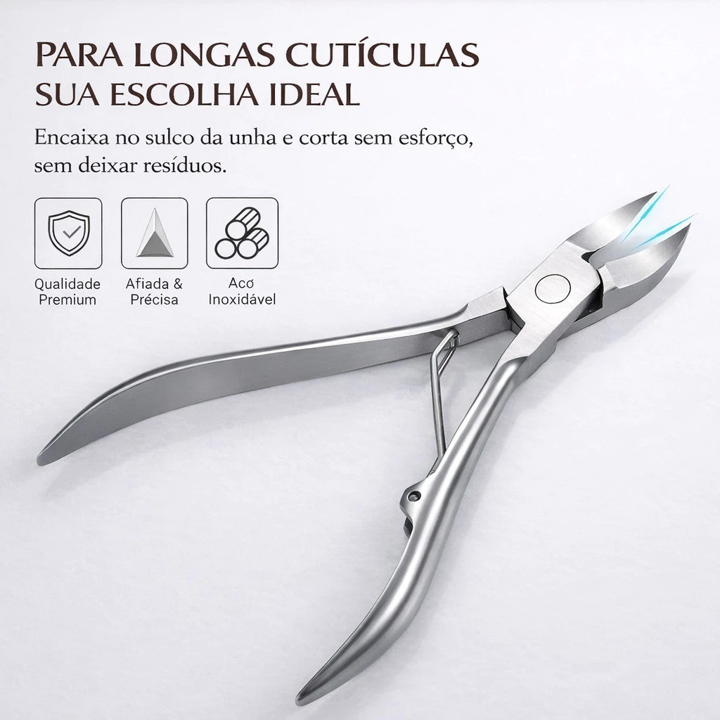 Kit 3 Alicates de Cutícula Profissionais em Aço Inox / Alta Precisão/ Durabilidade e Uso Para Manicure e Pedicure-WANG