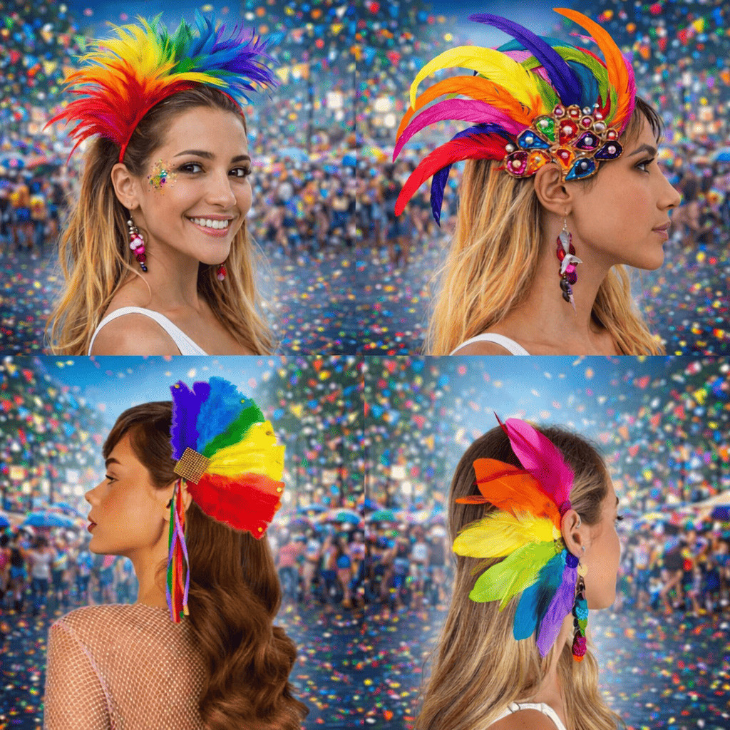 Acessório de Cabeça com Plumas Coloridas – Estilo Carnaval & Festival em Oferta na Shopee