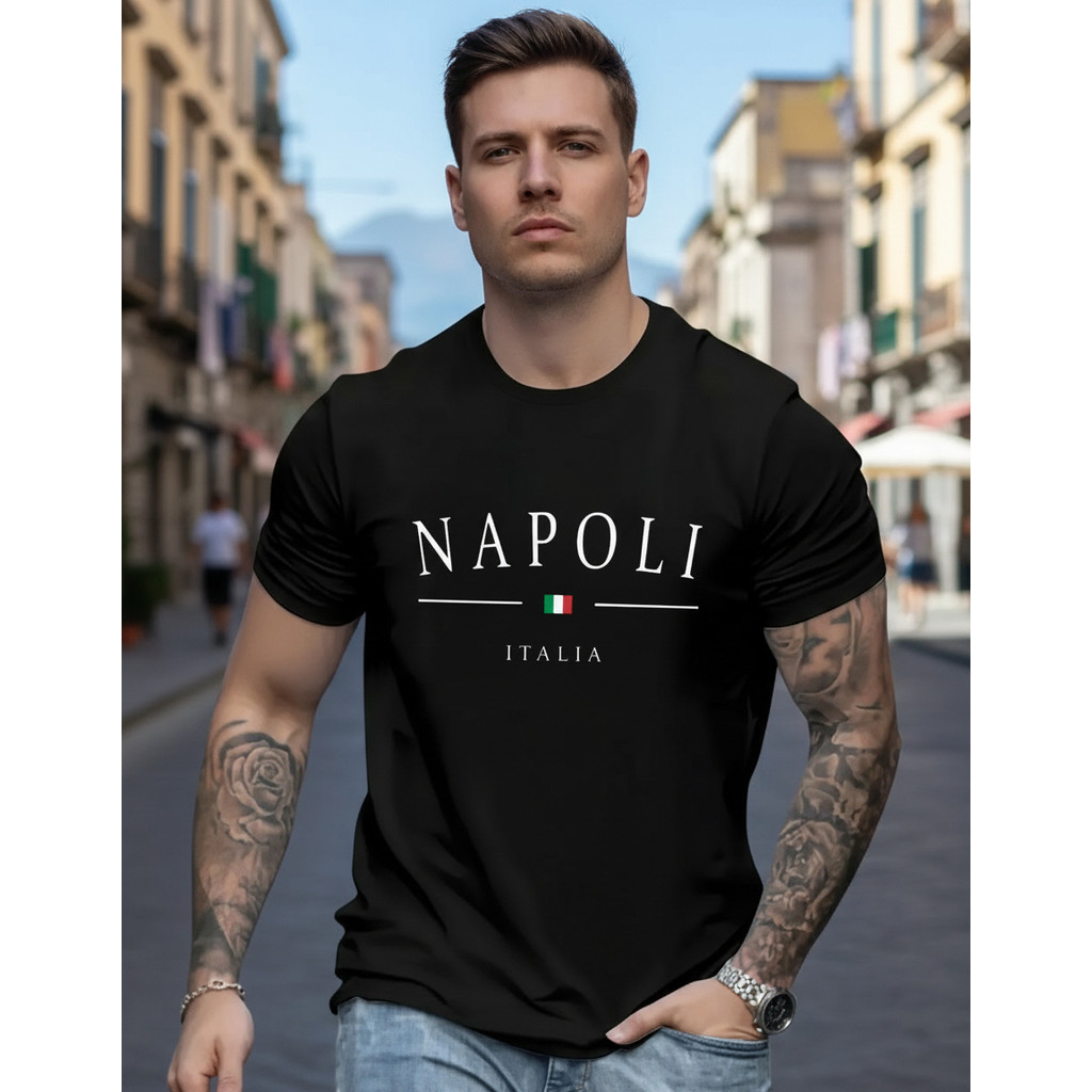 Camiseta Napoli Itália Estampa Clássica Bandeira Italiana