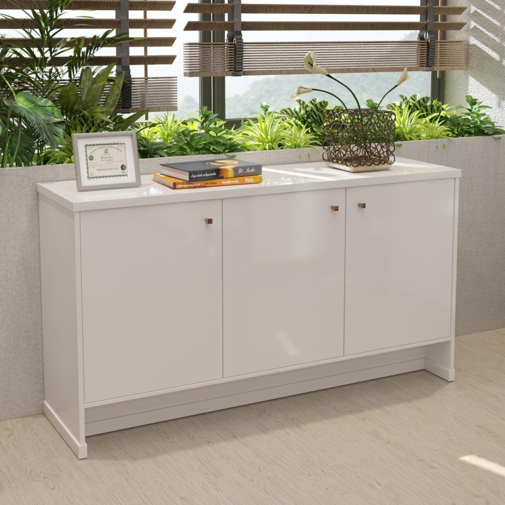 Aparador Buffet 3 Portas Tampo MDP 25mm Armário Balcão Multiuso Denver - Vianossa