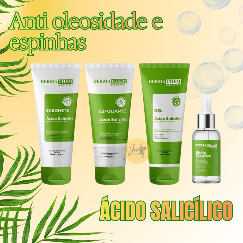 Kit Antiacne Ácido Salicílico Dermachem – Controle da Oleosidade, Cravos e Espinhas