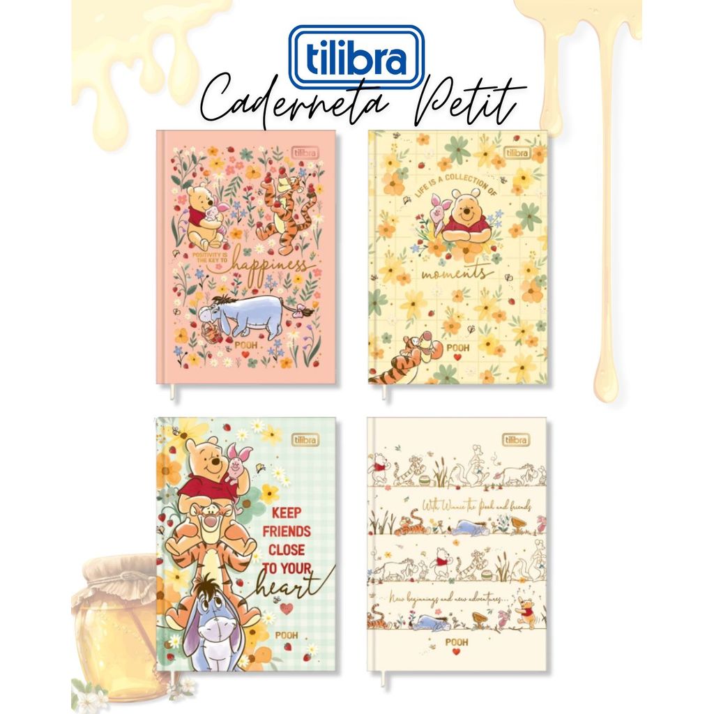 Caderneta Costurada Petit Ursinho Pooh 96f - Tilibra em Oferta na Shopee