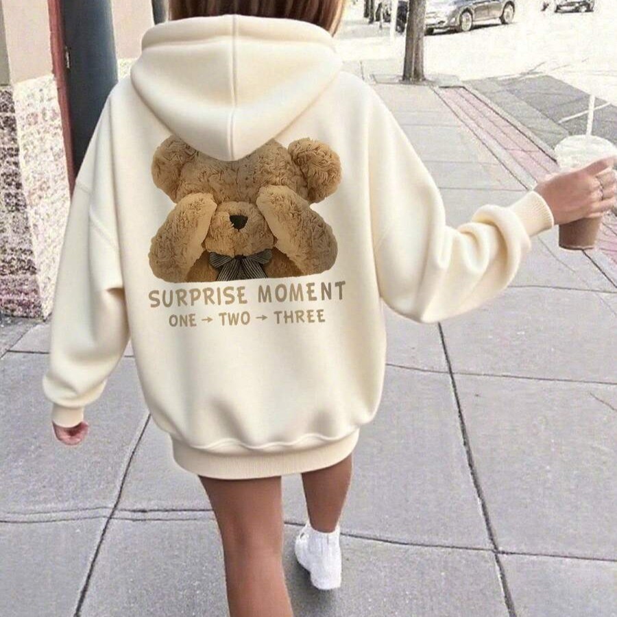Moletom Casual Estampado Meninas Pré-Adolescentes, Forro Flanelado Quentinho, Manga Longa, Blusa Frio Outono/Inverno