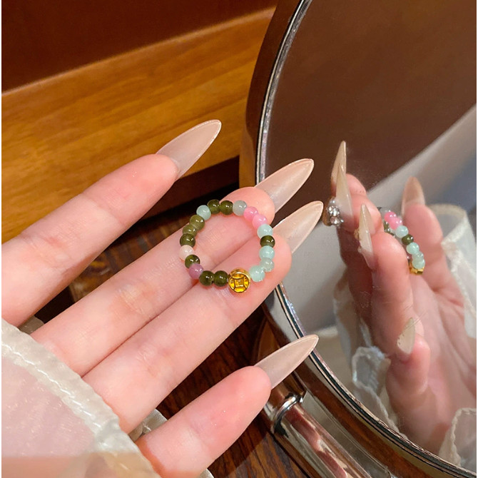 Anel BAMOER Tamanho Ajustável Elástico Dourado Símbolo Da Sorte Presente Para Mulheres · foto 2