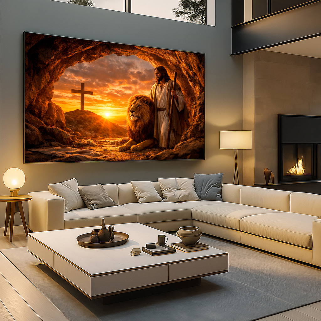 Quadro Decorativo GRANDE 110x70cm Alta Resolução Sala Quarto Escritório Luxo Quadro Jesus e Leão no Sepulcro em Oferta na Shopee