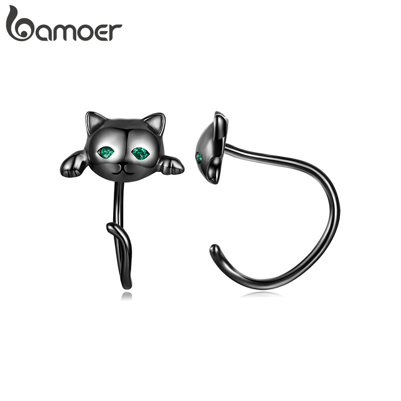 Brincos Bamoer Preto Bonito Ganchos De Orelha De Gato Para Mulheres Meninas Joias Da Moda