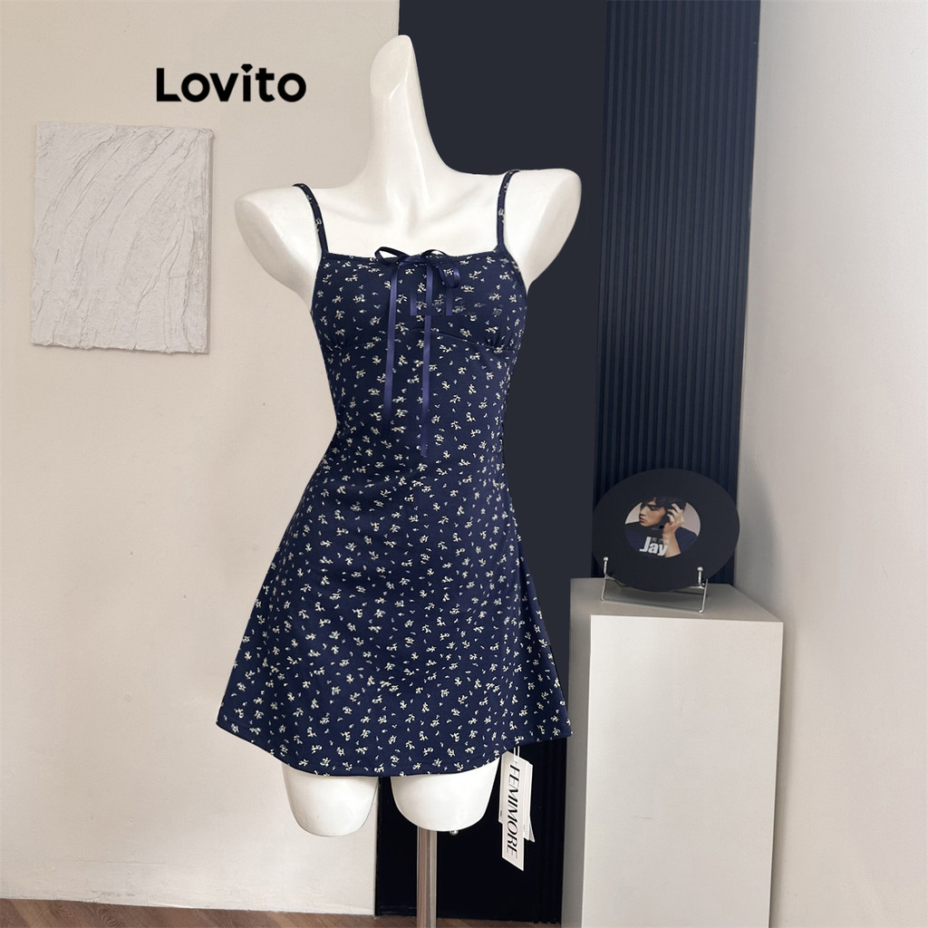 Lovito Vestido Casual Ditsy Floral Padrão Vestido Para Mulheres LNA74166 em Oferta na Shopee