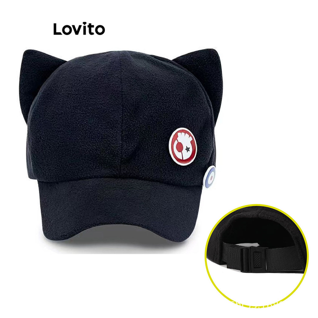 Lovito Chapéu Casual Com Orelhas De Gato Lisas Eva Chapéu Fofo Para Mulheres LFA42217 em Oferta na Shopee