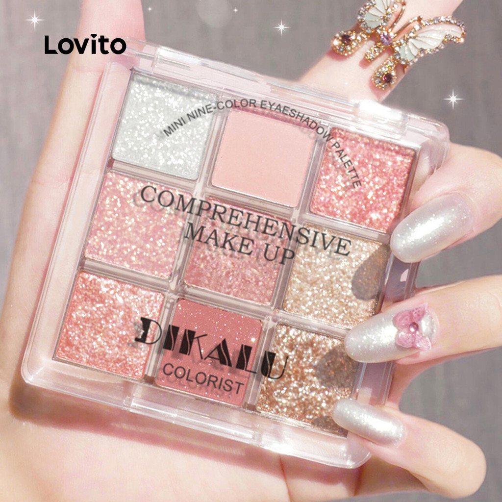 Lovito Paleta De Sombras Casuais Simples De 9 Cores Peroladas Finas Flash Sombras Esfumaçadas Para Mulheres LCS09043 em Oferta na Shopee